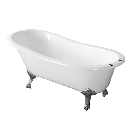Aqua Eden Clawfoot Bathtubs, 66.94 L, 30.69 W, White/Polished Chrome, Cast Iron VCT7D673122ZB1